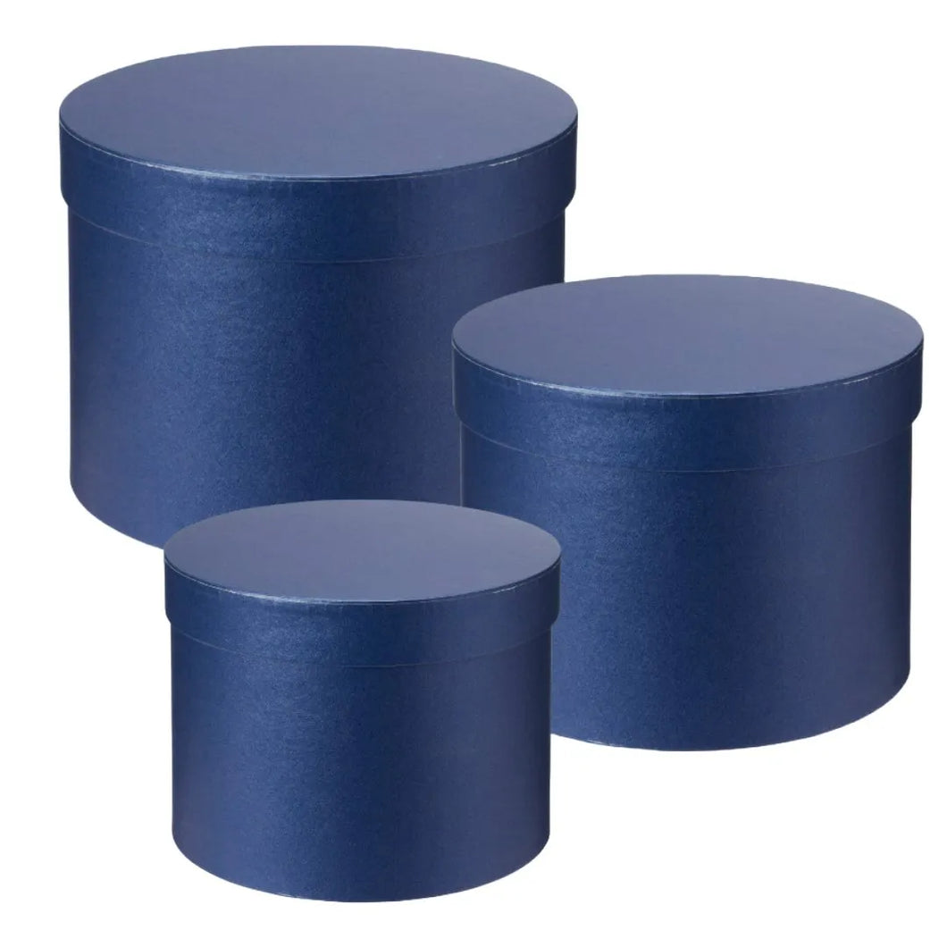Dark Blue Round Hat Box (Set of 3 boxes)