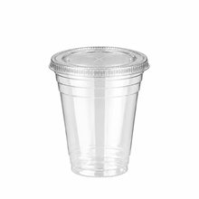 Load image into Gallery viewer, 12oz/300ml Reusable rPET Smoothie Cups with Straw Slot Flat Lids (Set of 50)
