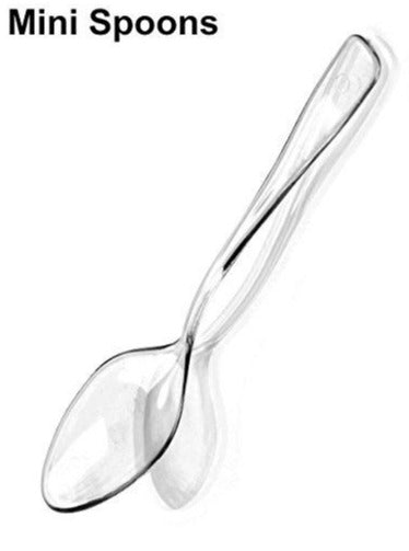 Mini Clear Reusable Dessert Spoons 10cm (Pack of 50)