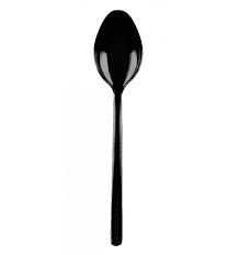 Mini Black Reusable Dessert Spoons 10cm (Pack of 50)
