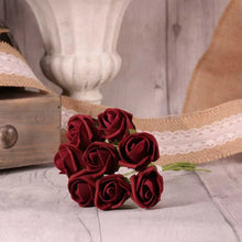 Load image into Gallery viewer, Burgundy Artificial Foam Tea Rose Bud 4cm (Bunch of 8)
