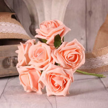 Load image into Gallery viewer, Soft Peach Artificial Foam Tea Rose 6.5cm (Bunch of 6)
