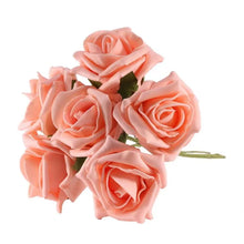 Load image into Gallery viewer, Soft Peach Artificial Foam Tea Rose 6.5cm (Bunch of 6)
