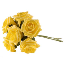 Load image into Gallery viewer, Lemon Yellow Artificial Foam Tea Rose 6.5cm (Bunch of 6)
