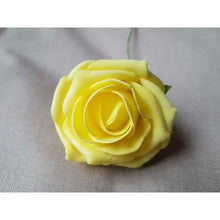 Load image into Gallery viewer, Lemon Yellow Artificial Foam Tea Rose 6.5cm (Bunch of 6)
