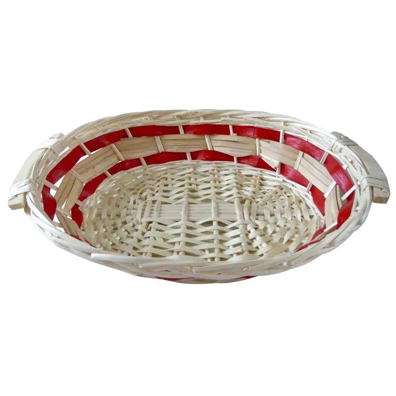 White/Red Oval Tray Basket (L45cm)