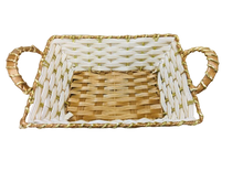 Load image into Gallery viewer, Brown/Cream Rectangular Tray Small Basket with Gold Foil Lining (L30cm)
