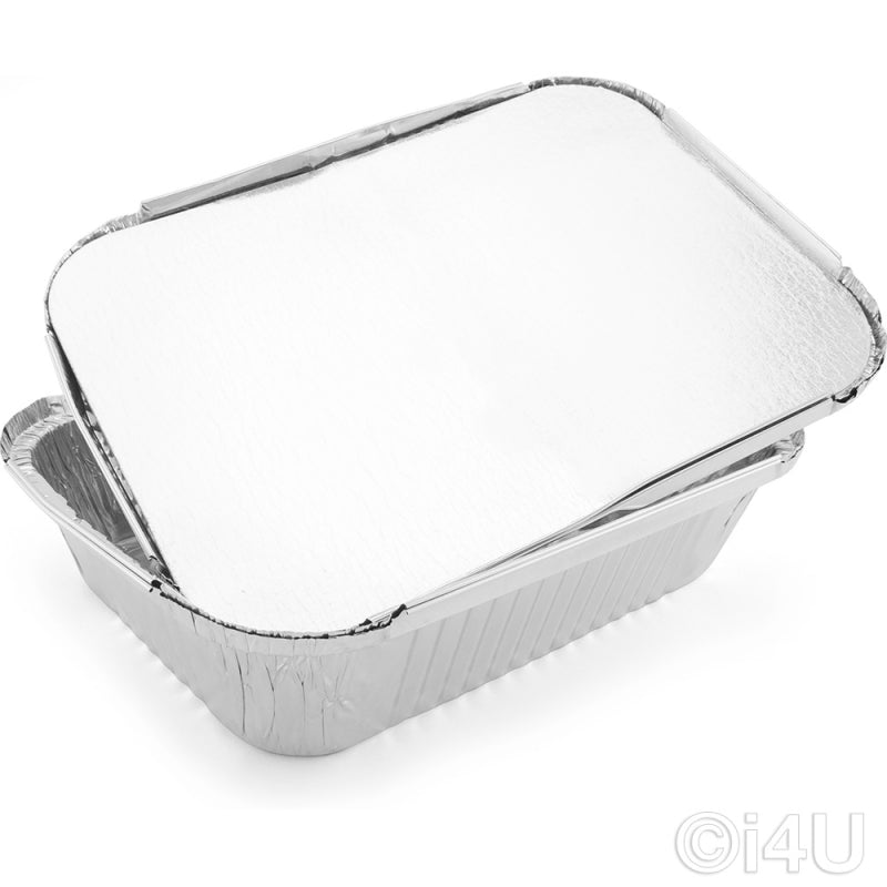 Rectangular Foil Containers with Lids 220x158x52mm (Pack of 4)