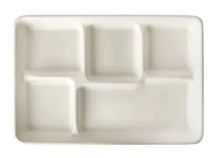 Load image into Gallery viewer, Rectangular 5-Compartment Punjabi Thali Bagasse Food Tray 8&quot; x 12&quot; (Pack of 25)
