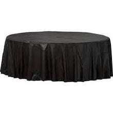 Load image into Gallery viewer, Plastic Round Black Table Cover 84&quot; diameter (1 piece)
