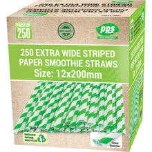 Load image into Gallery viewer, 12mm Paper Striped Smoothie Milkshake Straws (Box of 250)
