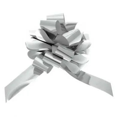 Metallic Silver 50mm Pull Bows (Box of 20)
