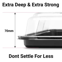 Load image into Gallery viewer, Mini 250mm x 180mm x 70mm Black Base Reusable Platters with Clear Lids
