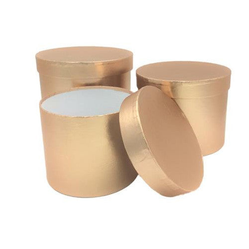 Gold Foil LARGE Round Hat Boxes (Set of 3 boxes)