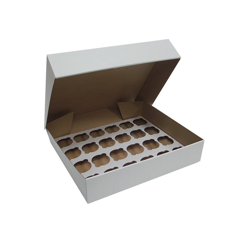 24-hole White Cupcake Corrugated Rectangular Box with insert (Single Box)