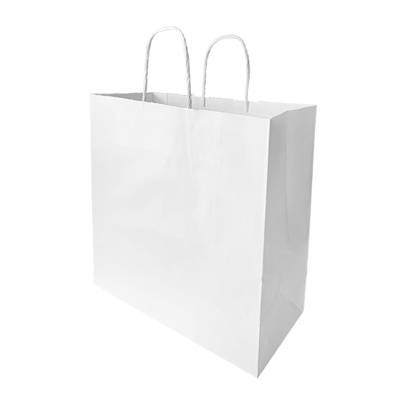 SOS Medium White Twisted Handle Paper Bags (Case of 250)