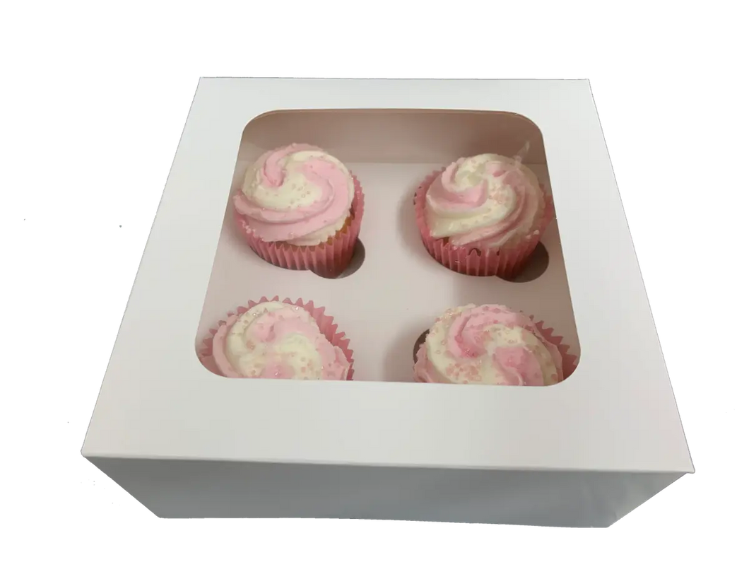 25 x 4-hole Cupcake Boxes with inserts (Plain White base)