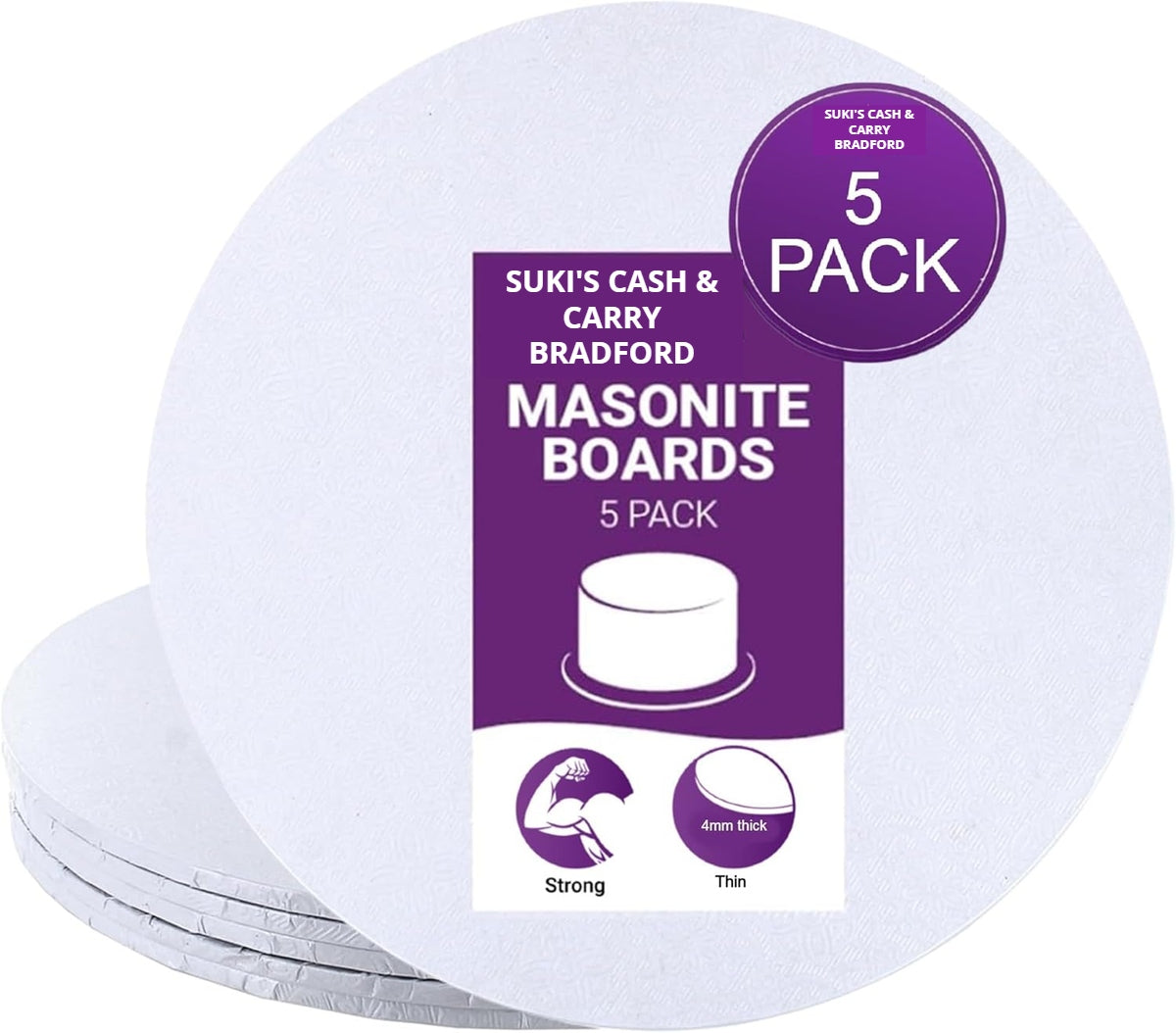 Masonite Boards Round - White - Cakewalk Baking Supplies