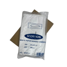 Load image into Gallery viewer, 15x18&quot; Medium White Patch Handle Carrier Bags (Scorpion)
