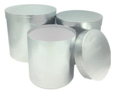 Silver Foil LARGE Round Hat Boxes (Set of 3 boxes)