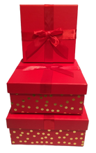 Load image into Gallery viewer, Red Bow Square Gift Boxes (Set of 3)
