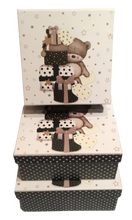 Load image into Gallery viewer, White/Black Teddy Bear Square Gift Boxes (Set of 3)
