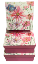 Load image into Gallery viewer, Light Pink Flower Print Square Gift Boxes (Set of 3)
