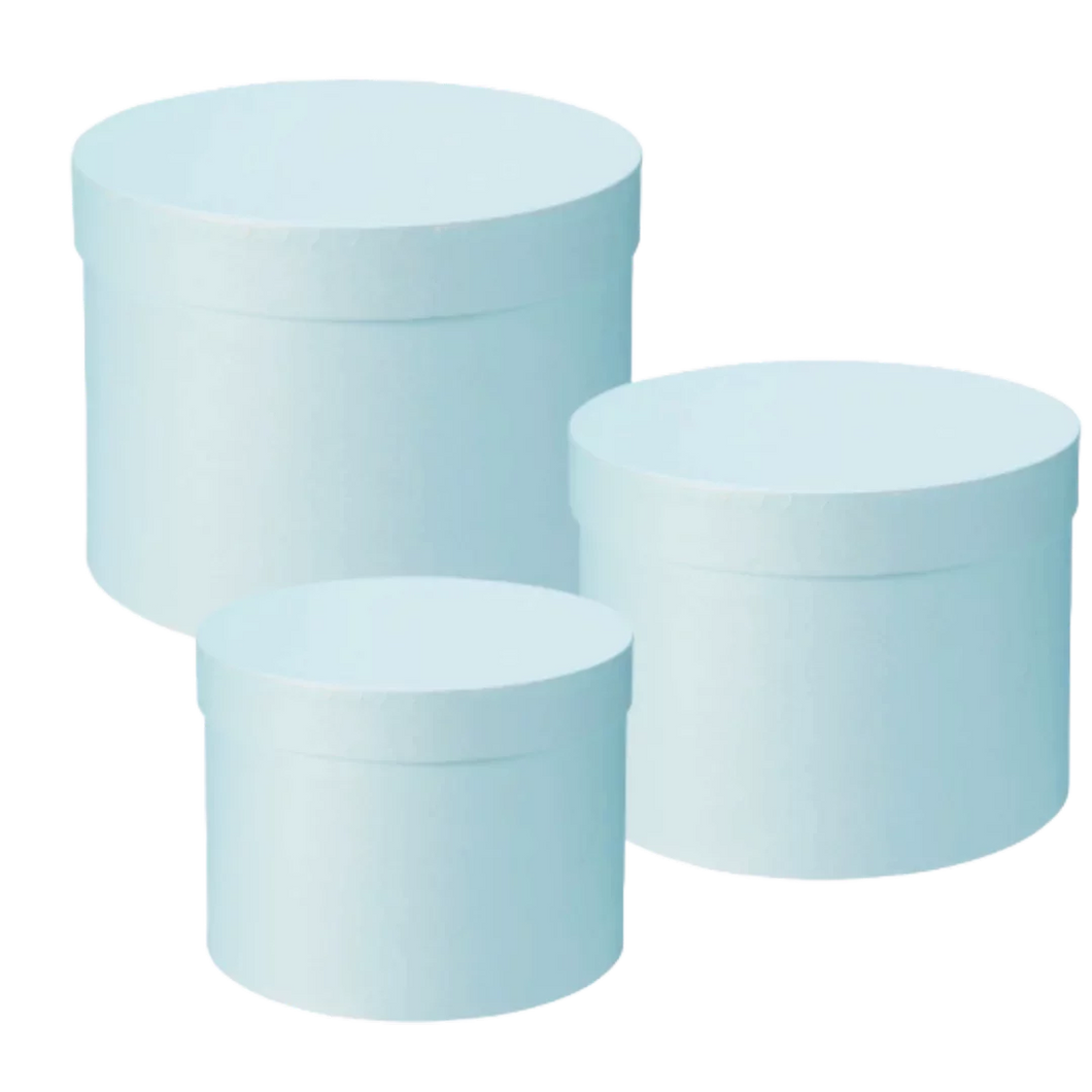 Light Blue Round Hat Box (Set of 3 boxes)