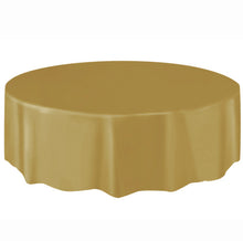 Load image into Gallery viewer, Plastic Round Gold Table Cover 84&quot; diameter (1 piece)

