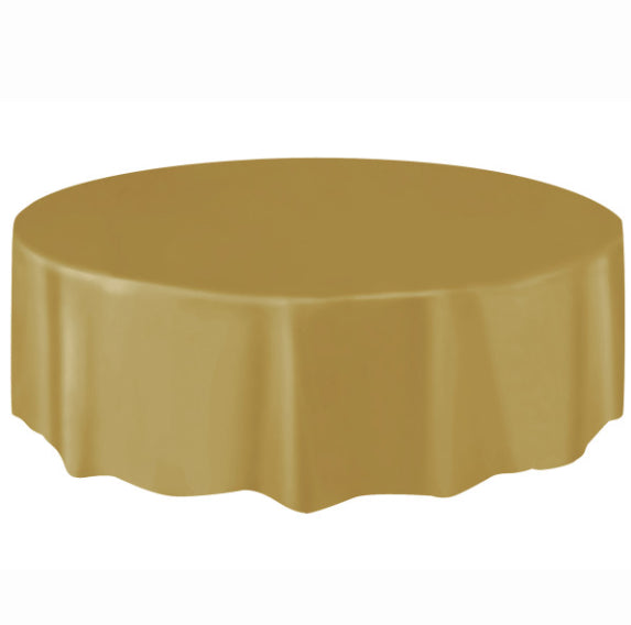 Plastic Round Gold Table Cover 84
