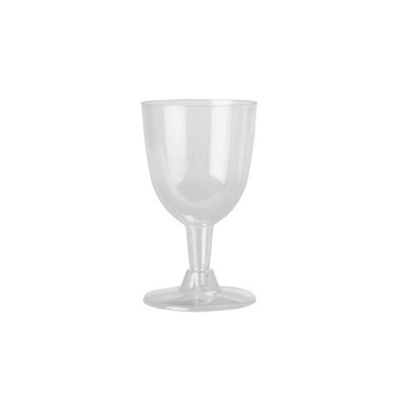 175ml/6oz Clear Reusable Plastic 2-piece Wine Glass (Pack of 6)
