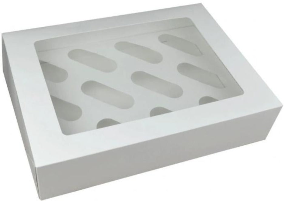 12-hole White Cupcake Box with insert (Single Box)