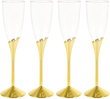 Load image into Gallery viewer, 135ml Gold/Clear Reusable Plastic Champagne Flutes (Pack of 4pcs)
