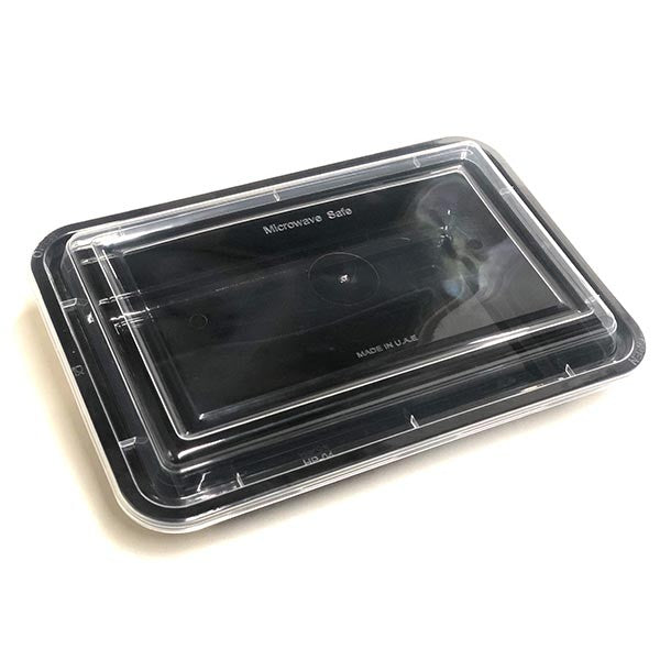 28oz Rectangle Black Base Reusable Containers with Lids (Pack of 50pcs)
