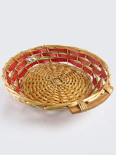 Load image into Gallery viewer, Red Two Tone Round Tray Basket with Gold Foil Lining (D40cm)
