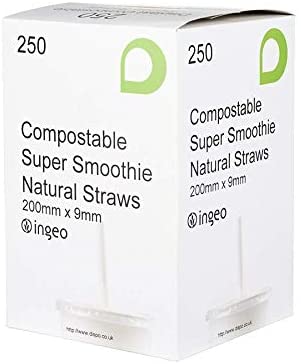 9mm Compostable PLA Reusable White Smoothie Straws (Box of 250)