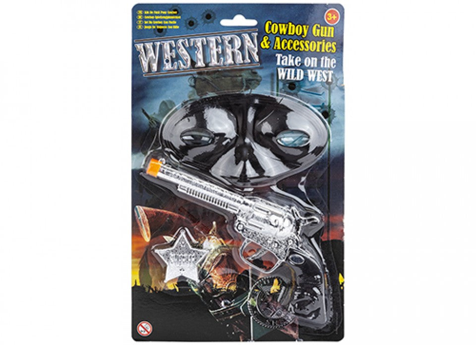 Western Toy Gun Set With Accessories On a Blister Card