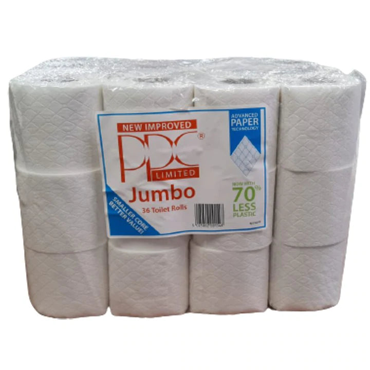 PPC Jumbo White 2ply Toilet Rolls (36 rolls)