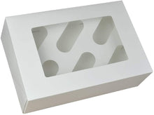 Load image into Gallery viewer, 25 x 6-hole Cupcake Boxes with inserts (Plain White base)
