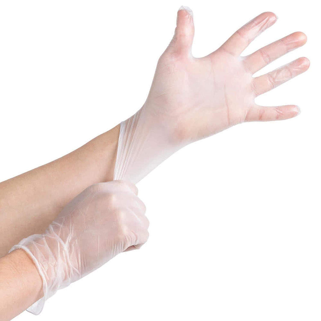 100 x Medium Clear Vinyl Powder Free & Latex Free Gloves