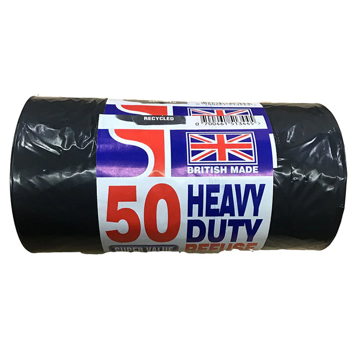 50 Black Refuse Bags on a Roll