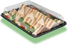 Load image into Gallery viewer, Large 450mm x 310mm Black Base Reusable Platters with Clear Lids
