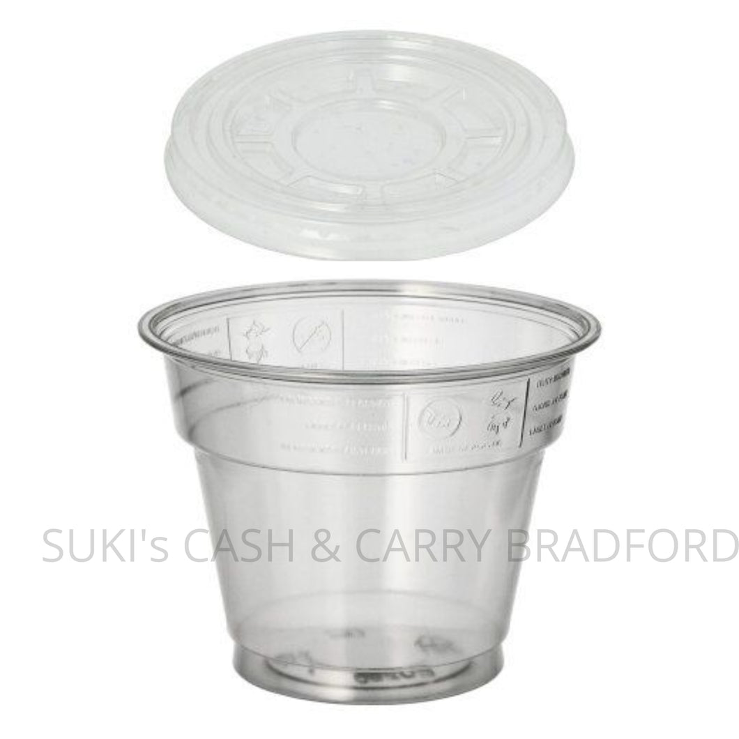 280ml Reusable Plastic Cups with Flat (No Hole) Lids (Pack of 50pcs)