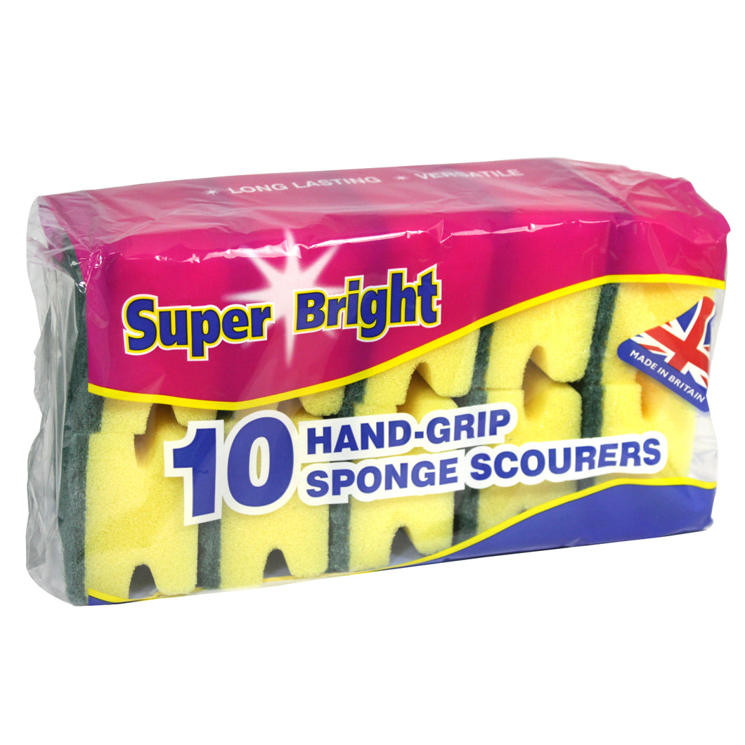 12 x Hand Grip Sponge Scourers (Pack of 10)