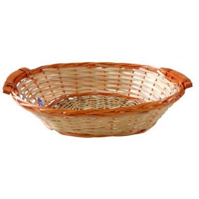 Light Brown/Honey Two Tone Oval Tray Basket (L45cm)