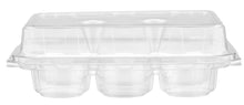 Load image into Gallery viewer, Clear Reusable Plastic Muffin/Cupcake Hinged Tray (Holds 6 Cupcakes) - Pack of 25pcs
