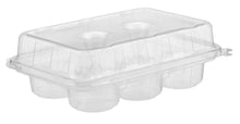 Load image into Gallery viewer, Clear Reusable Plastic Muffin/Cupcake Hinged Tray (Holds 6 Cupcakes) - Pack of 25pcs
