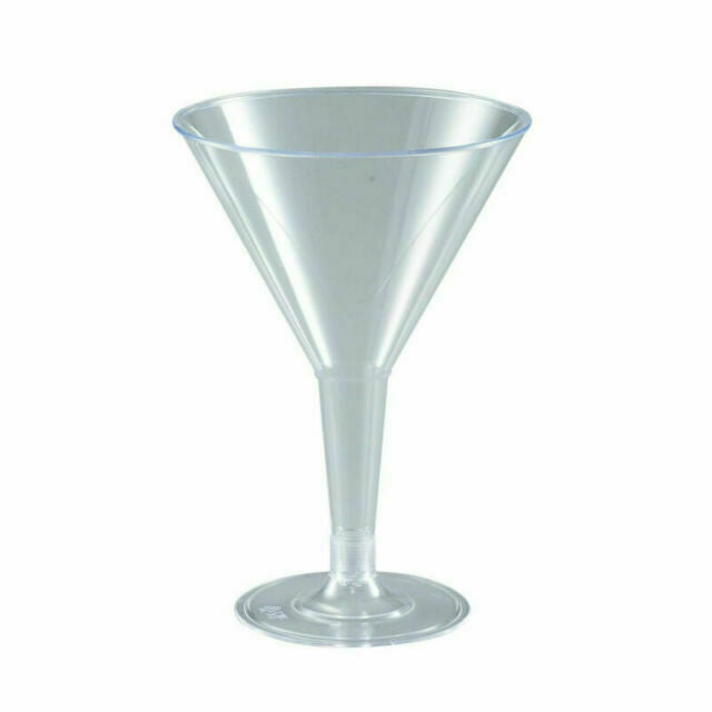 8oz Clear Reusable Plastic Martini Glass (Pack of 6)