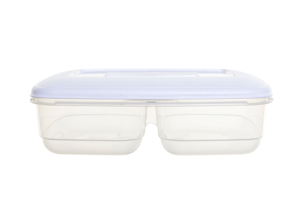 2.5 Litre Rectangle Twin Food Storage Box with White Lid