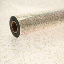 Load image into Gallery viewer, Gold Scroll Cellophane Roll 80cm x 100 metres
